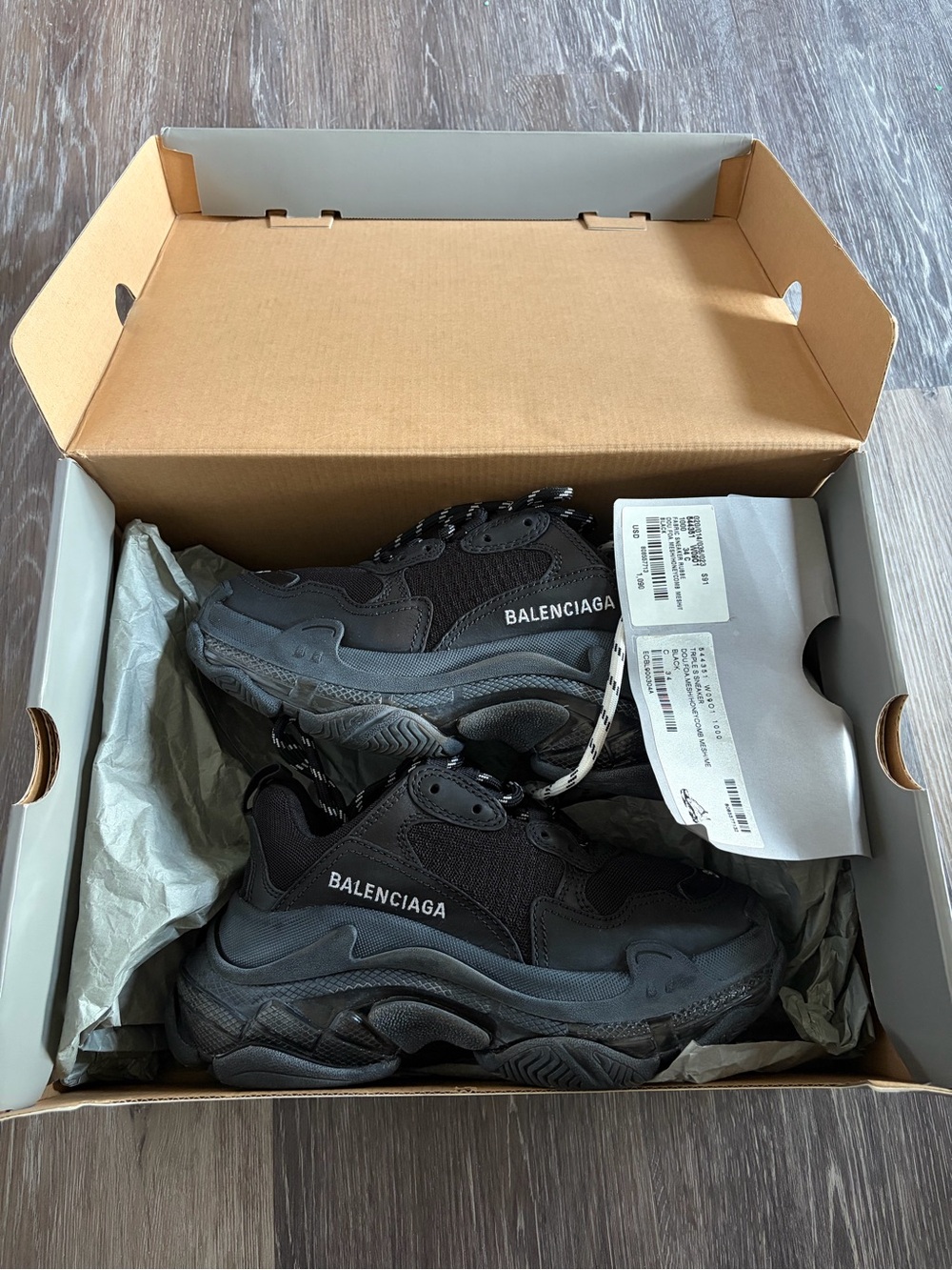 Balenciaga Triple S Sneakers — Black and Gray
